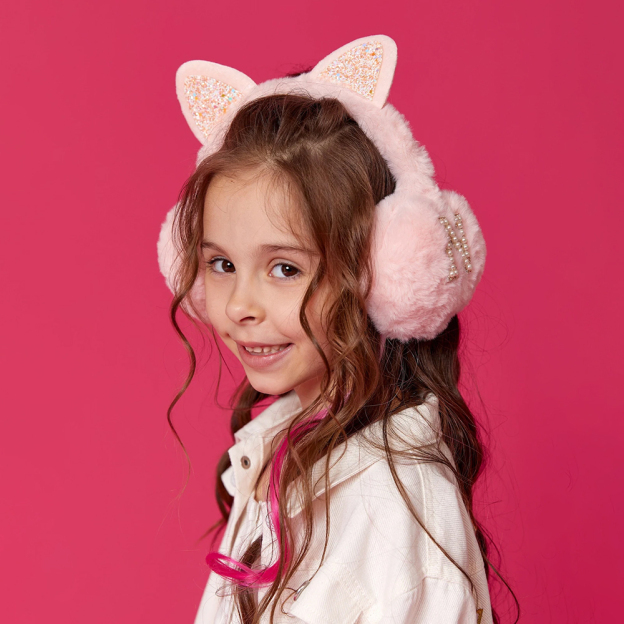 Personalized Kids Pearl Patch Warm Cat Ears Earmuffs | CWToy83