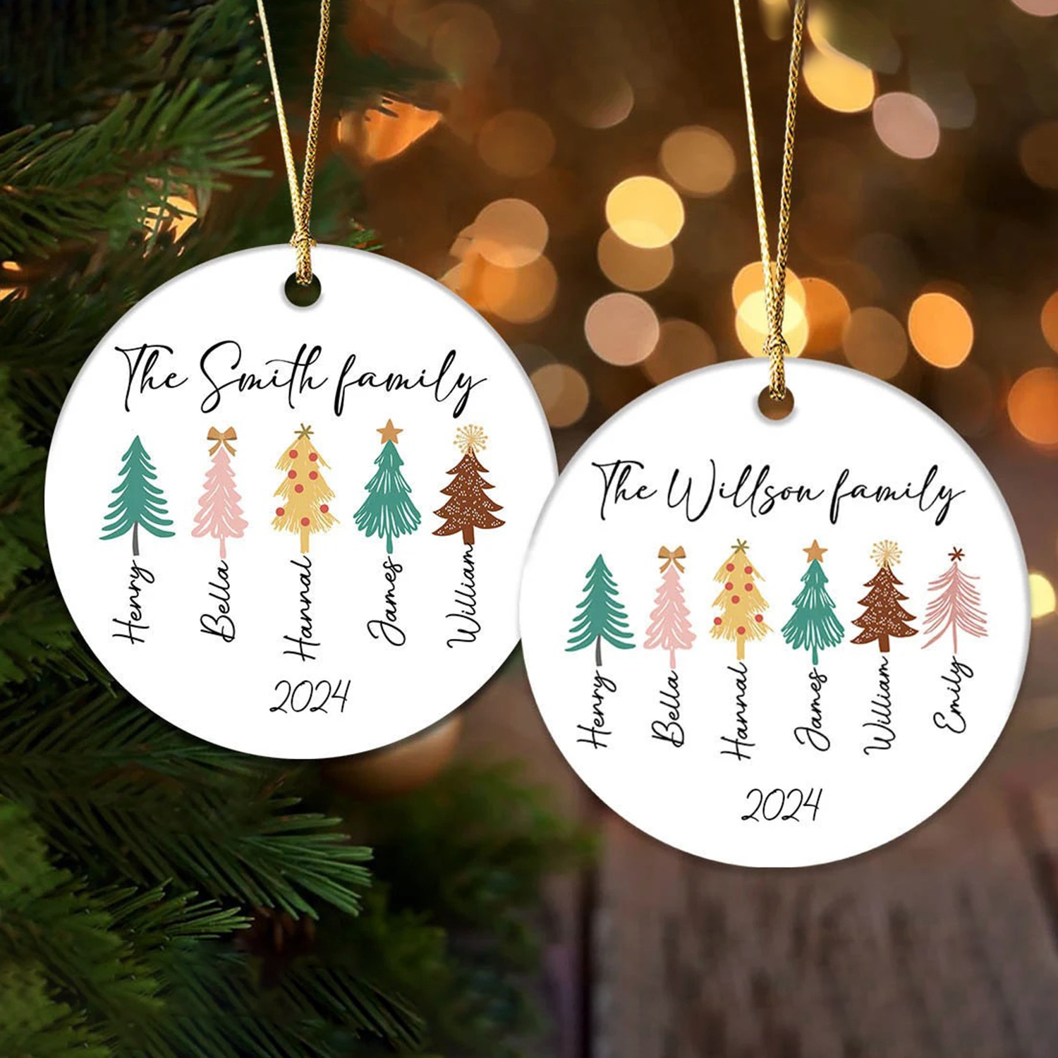 Personalized Family Christmas Tree Ornaments Decoration | MCGift5701