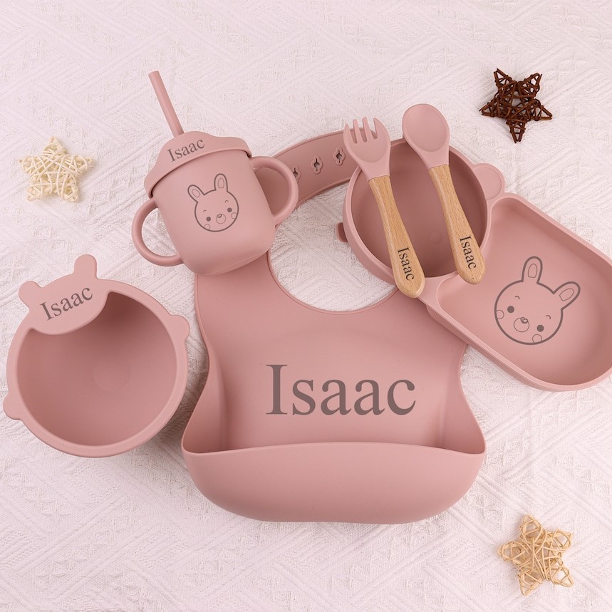 Personalised Baby Food Grade Silicone Weaning Set | CWBaby108