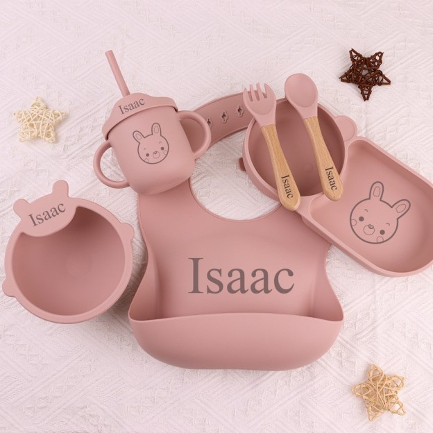 Personalised Baby Food Grade Silicone Weaning Set | CWBaby108
