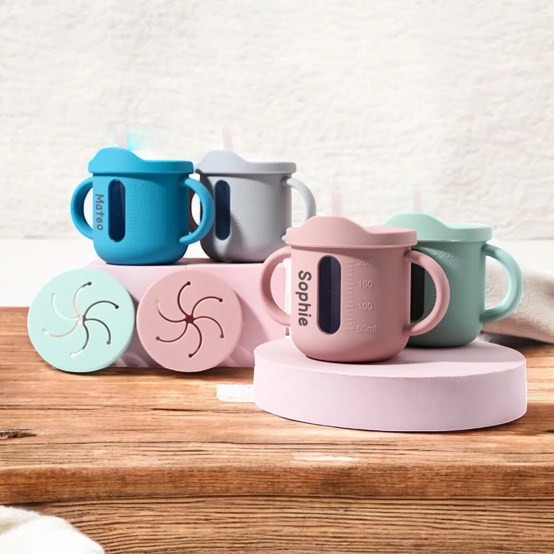 Personalised Baby Food Grade Straw & Snack Silicone Cup | CWBaby117