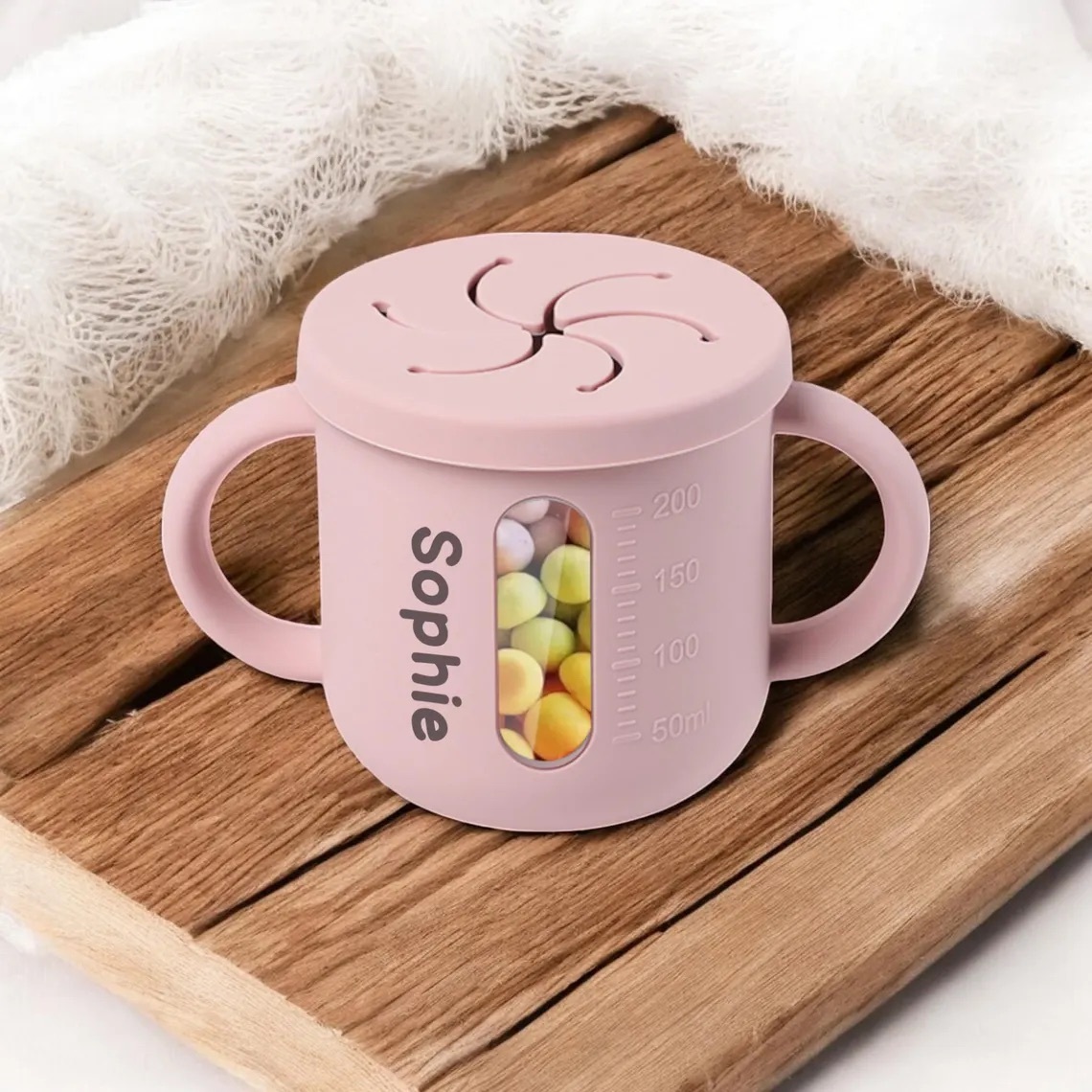 Personalised Baby Food Grade Straw & Snack Silicone Cup | CWBaby117