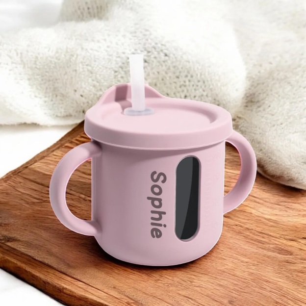 Personalised Baby Food Grade Straw & Snack Silicone Cup | CWBaby117