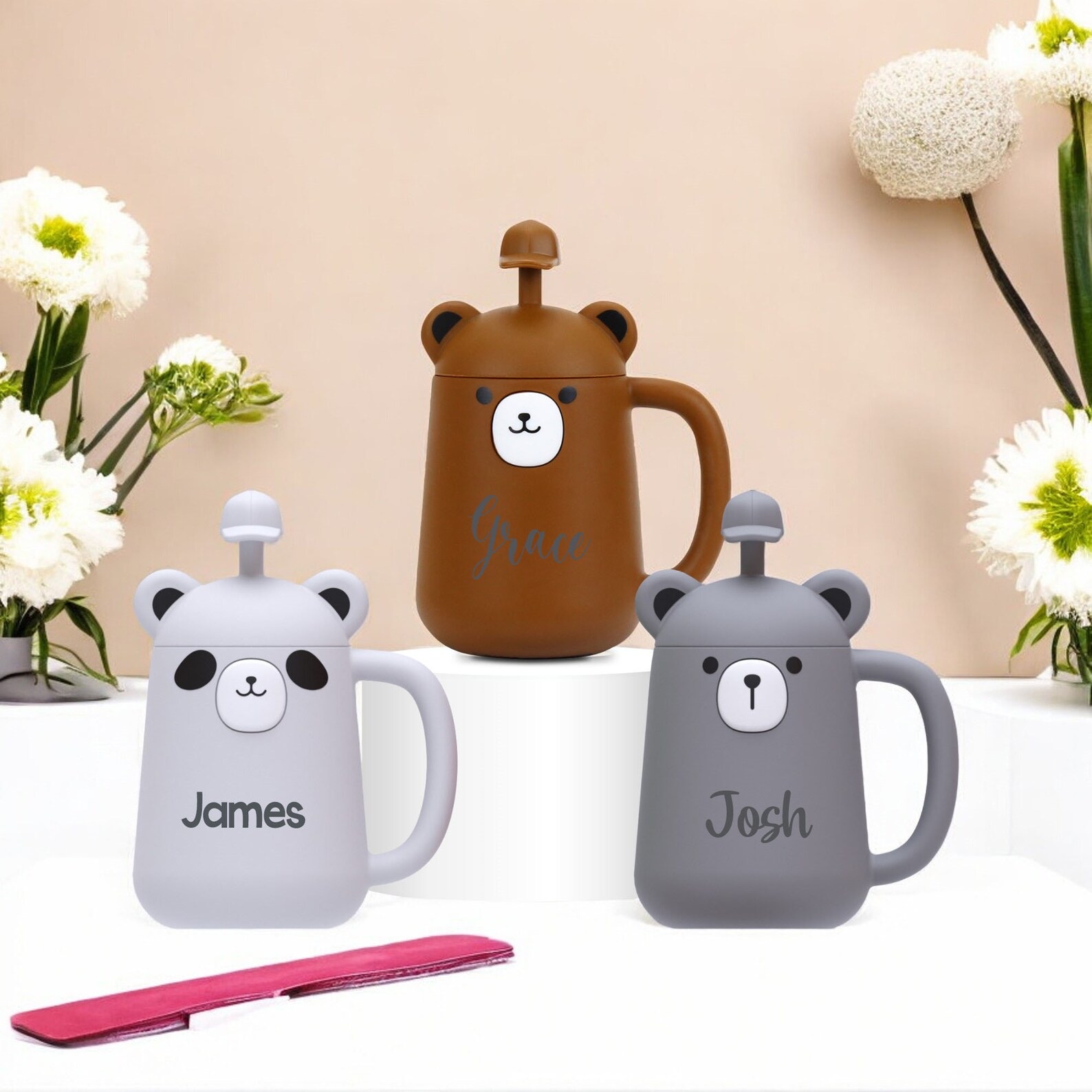 Personalized Silicone Cup with Lid and Straw | KidCup06