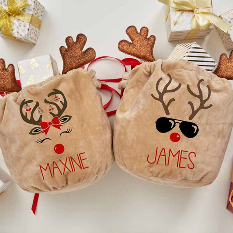 Personalized 6*8 inches Christmas Reindeer Gift Bag | MCGift09