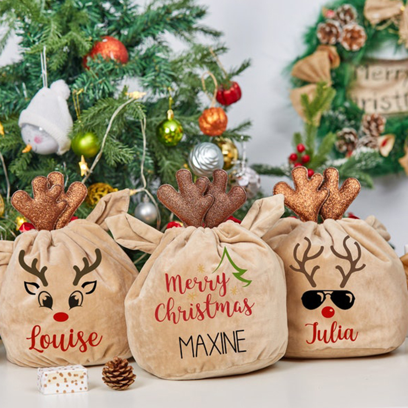 Personalized 6*8 inches Christmas Reindeer Gift Bag | MCGift09