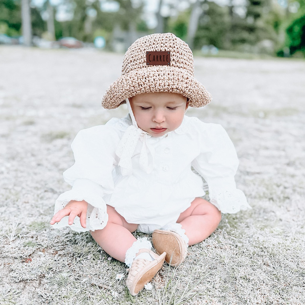 Personalized Summer Leather Patch Straw Hat for Comfort & Unique | CWBeach52