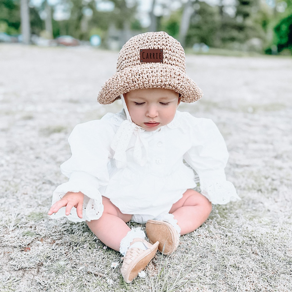 Personalized Summer Leather Patch Straw Hat for Comfort & Unique | CWBeach52