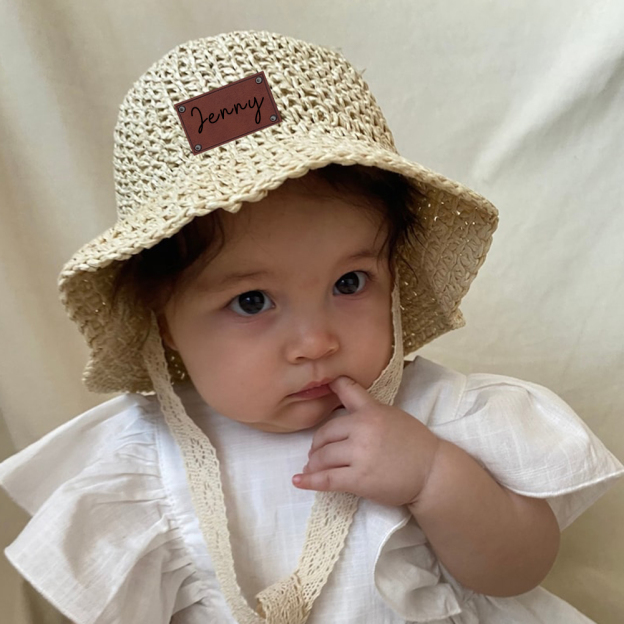Personalized Summer Leather Patch Straw Hat for Comfort & Unique | CWBeach52