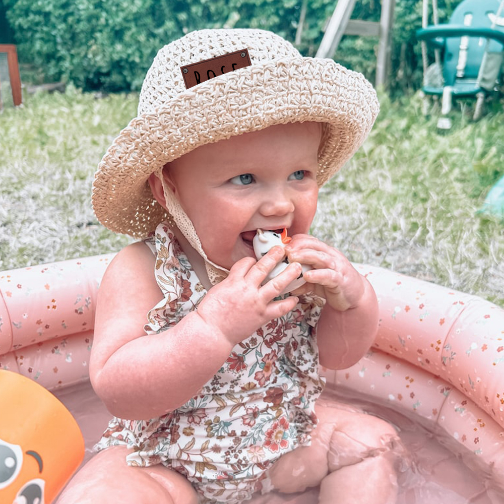 Personalized Summer Leather Patch Straw Hat for Comfort & Unique | CWBeach52