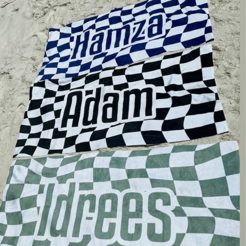 Personalized Lovely Checker Kid Towel for Summer & Beach | CWTowel113