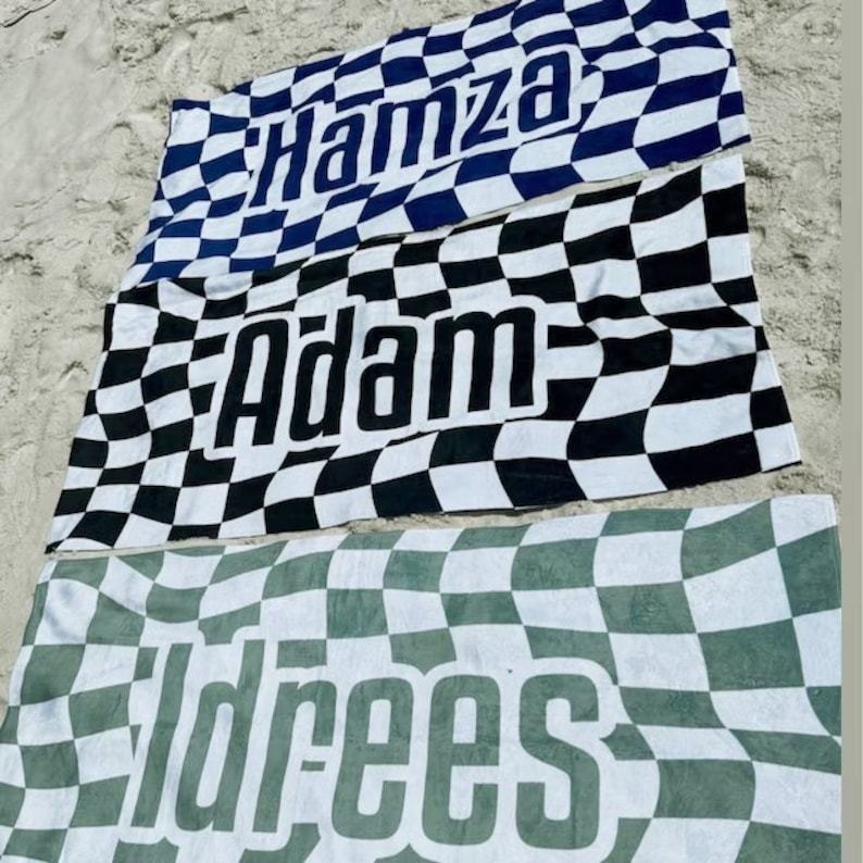 Personalized Lovely Checker Kid Towel for Summer & Beach | CWTowel113