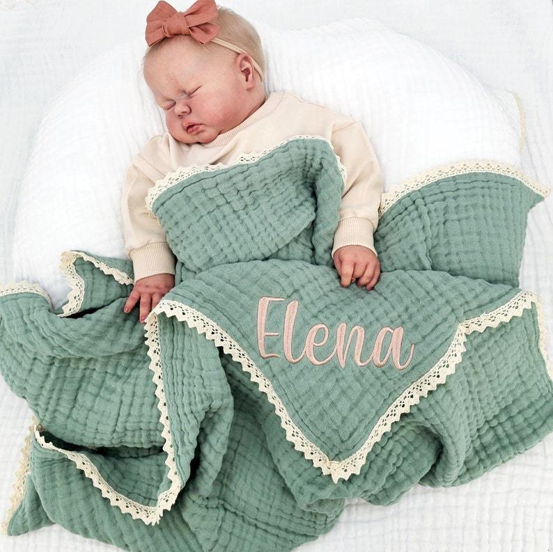Personalized Embroidered Name Baby Swaddle Blanket for Unique Gift | CWBaby58
