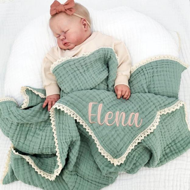 Personalized Embroidered Name Baby Swaddle Blanket for Unique Gift | CWBaby58