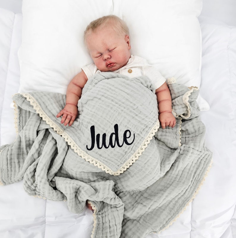 Personalized Embroidered Name Baby Swaddle Blanket for Unique Gift | CWBaby58