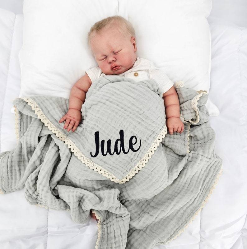 Personalized Embroidered Name Baby Swaddle Blanket for Unique Gift | CWBaby58
