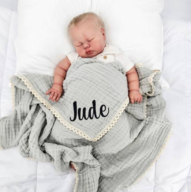 Personalized Embroidered Name Baby Swaddle Blanket for Unique Gift | CWBaby58