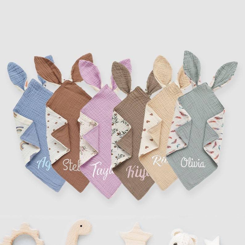 Personalized Baby Embroidery Comforter Bunny Sleep Towel | CWBaby126