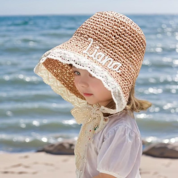 Personalized Summer Hand Embroidered Straw Hat for Comfort & Unique | CWBeach183