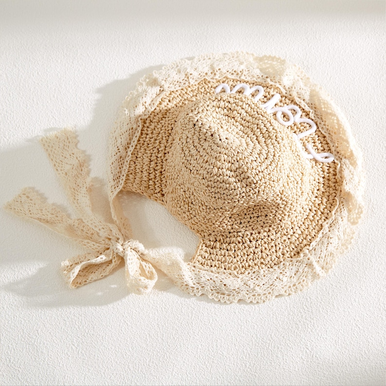 Personalized Summer Hand Embroidered Straw Hat for Comfort & Unique | CWBeach183