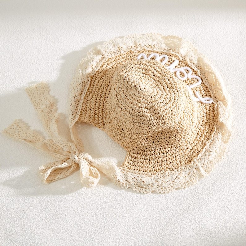 Personalized Summer Hand Embroidered Straw Hat for Comfort & Unique | CWBeach183