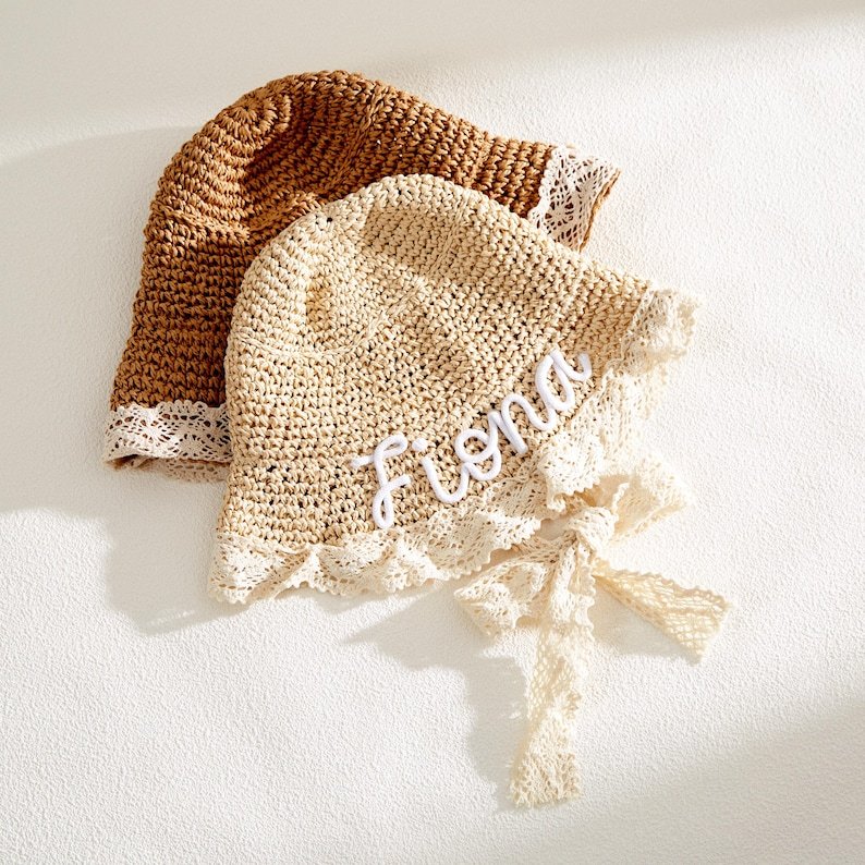 Personalized Summer Hand Embroidered Straw Hat for Comfort & Unique | CWBeach183