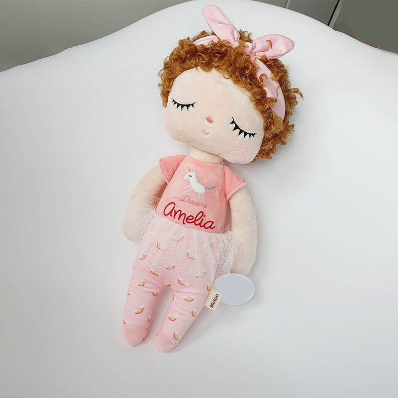 Personalized Kid's Embroidery Angela Curls Doll | DEGMine04
