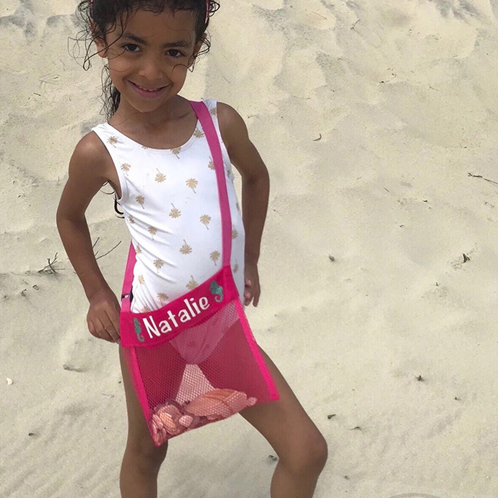 Personalized Seashell Collection Mesh Beach Bag | CWBeach148