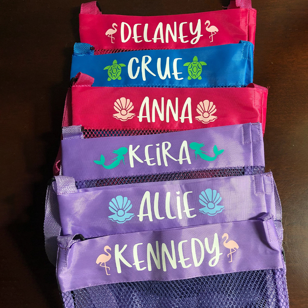 Personalized Seashell Collection Mesh Beach Bag | CWBeach148