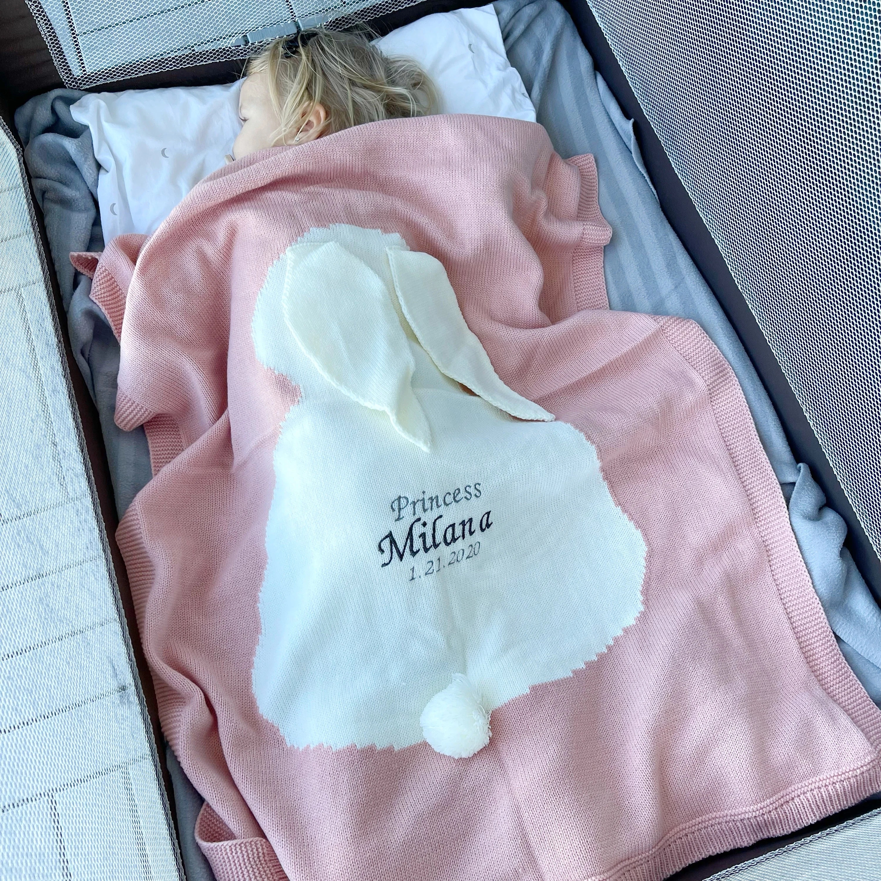 Personalized Embroidered Knit Baby Blanket for Unique Gift | CWBaby118