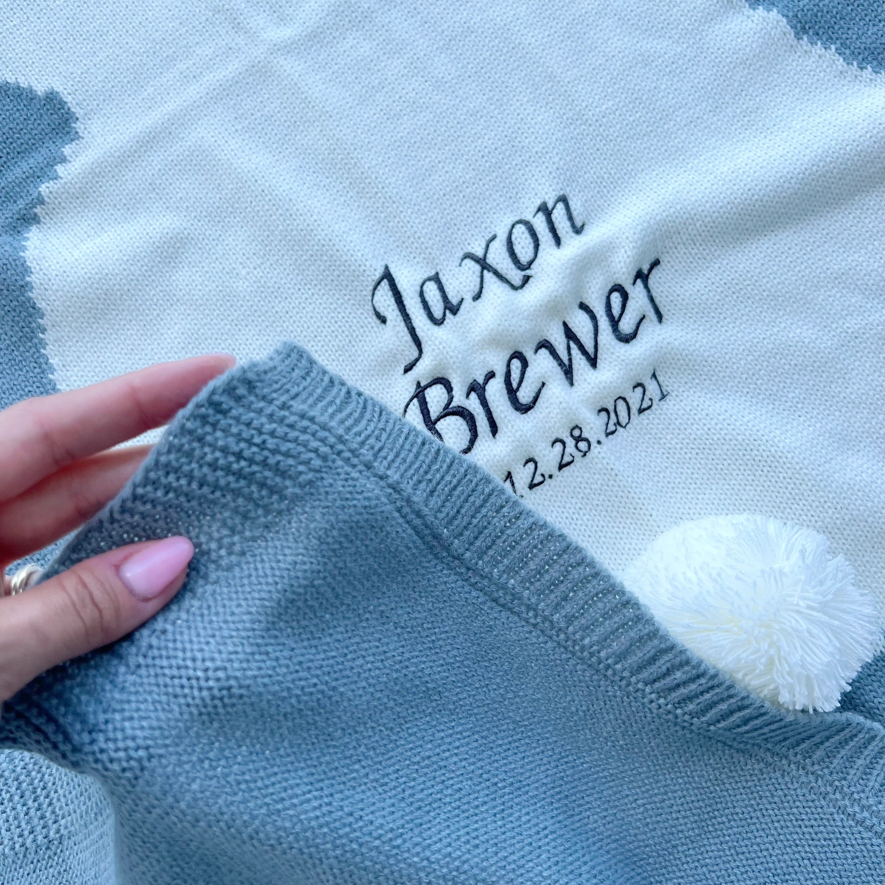 Personalized Embroidered Knit Baby Blanket for Unique Gift | CWBaby118