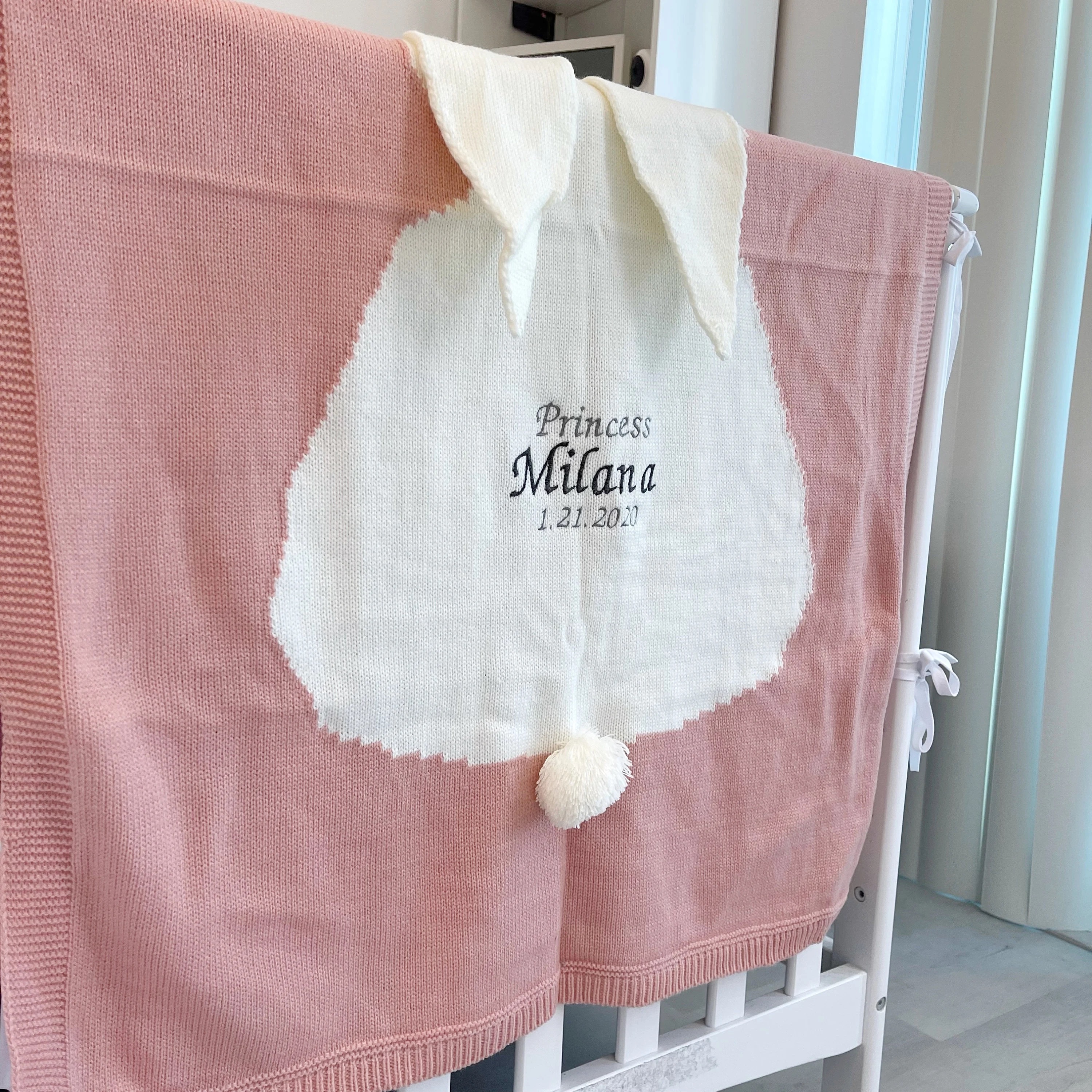 Personalized Embroidered Knit Baby Blanket for Unique Gift | CWBaby118