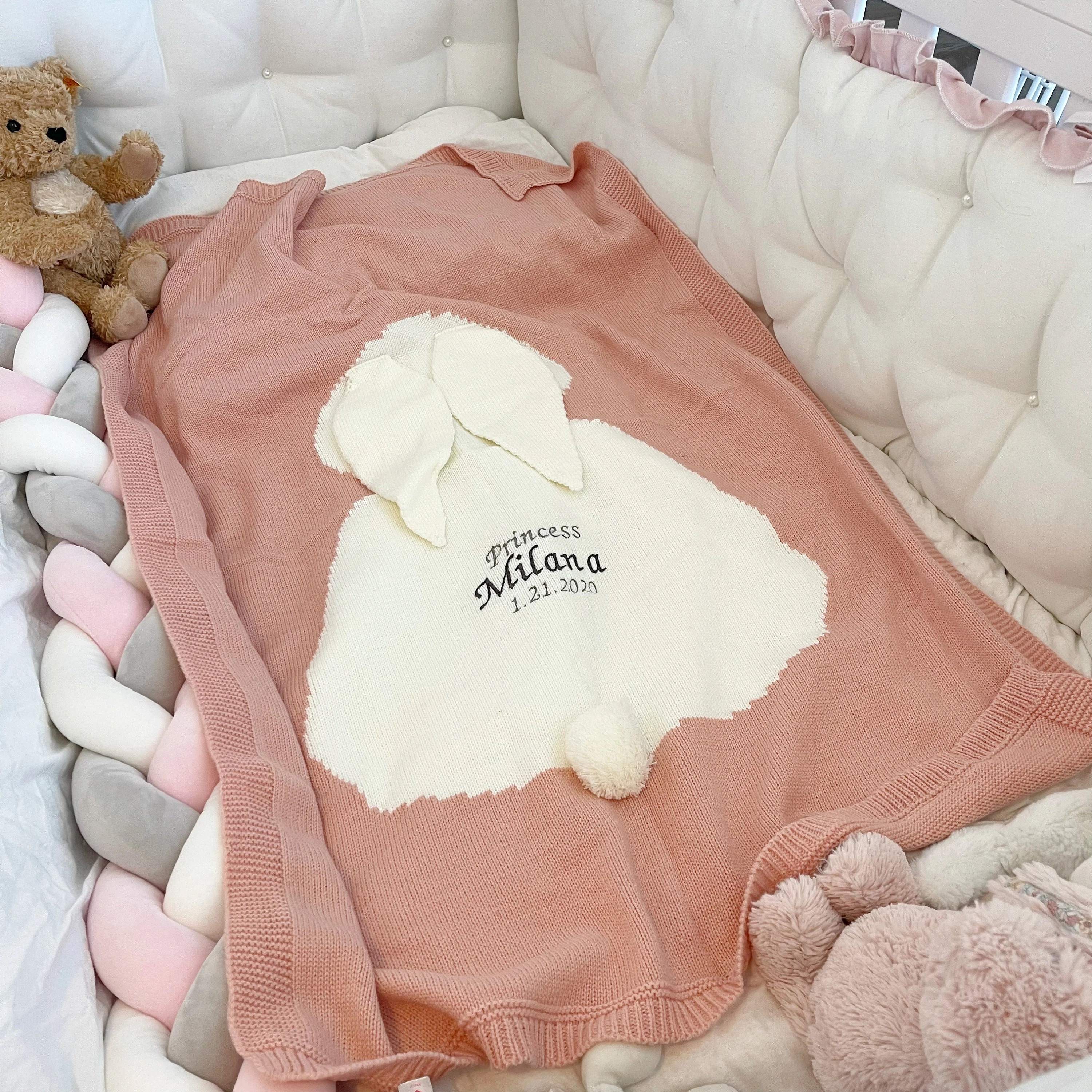 Personalized Embroidered Knit Baby Blanket for Unique Gift | CWBaby118