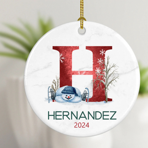 Personalized Christmas Snowman Monogram Ornaments Decoration | MCGift3609