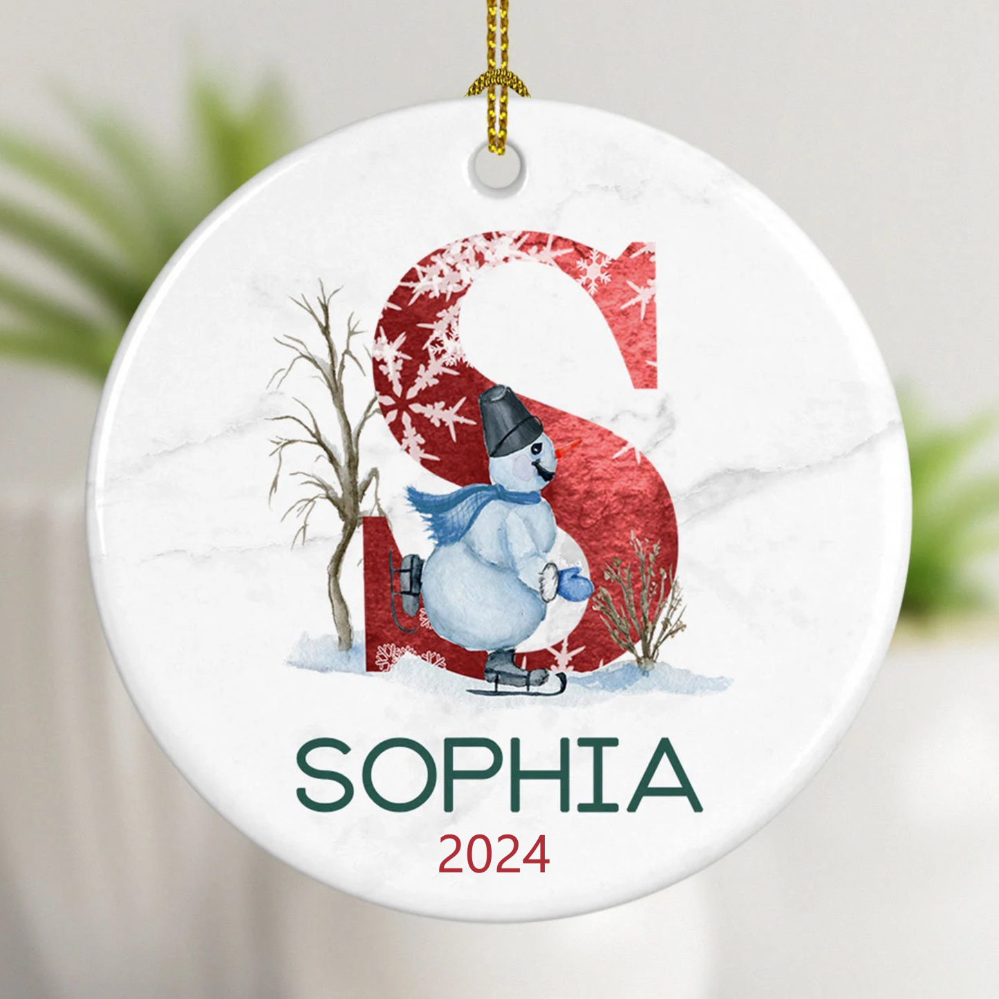Personalized Christmas Snowman Monogram Ornaments Decoration | MCGift3609