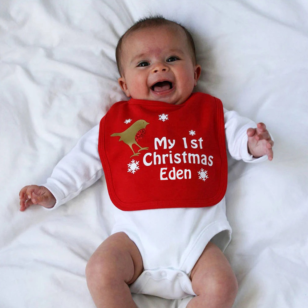 Personalized Baby Romper with Bib Set For Christmas Dinner | CWBaby111