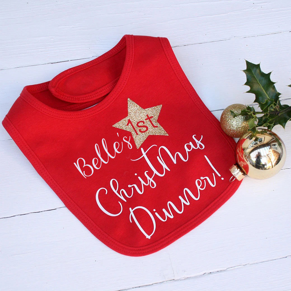 Personalized Baby Romper with Bib Set For Christmas Dinner | MCGift99
