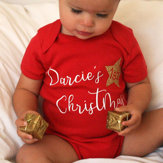 Personalized Baby Romper with Bib Set For Christmas Dinner | MCGift99