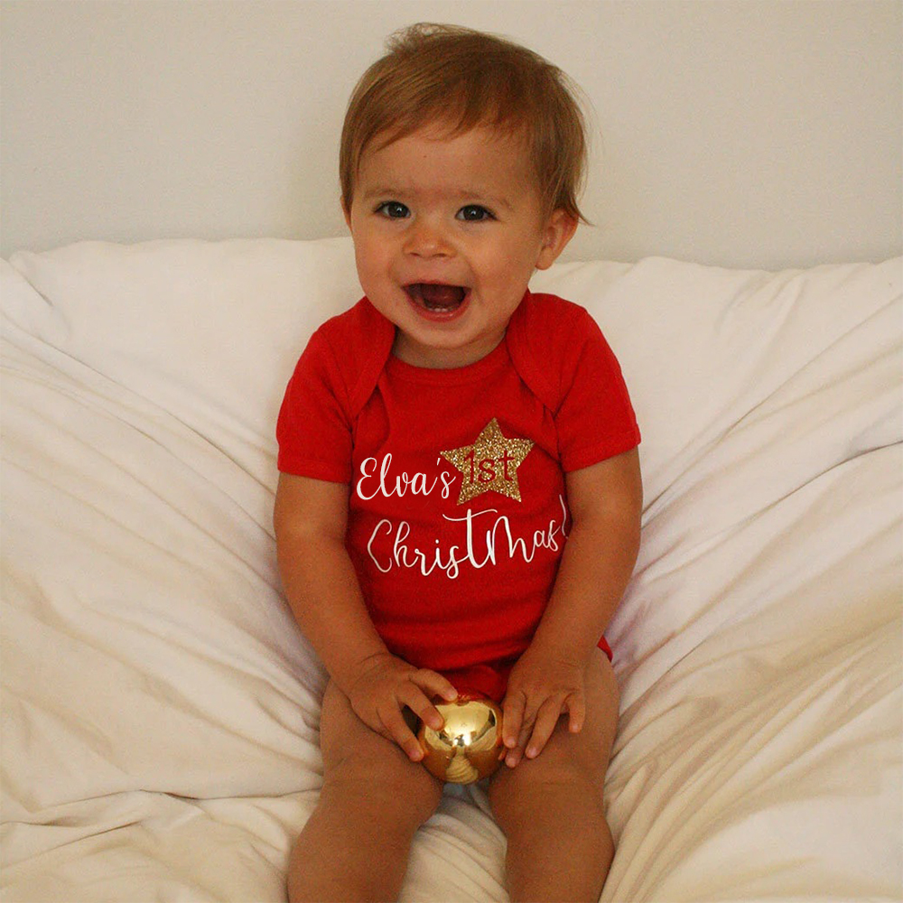 Personalized Baby Romper with Bib Set For Christmas Dinner | MCGift99