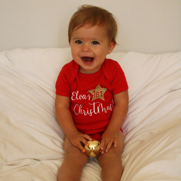 Personalized Baby Romper with Bib Set For Christmas Dinner | MCGift99