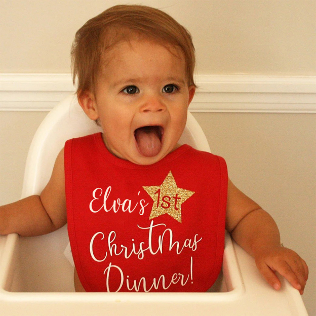 Personalized Baby Romper with Bib Set For Christmas Dinner | MCGift99