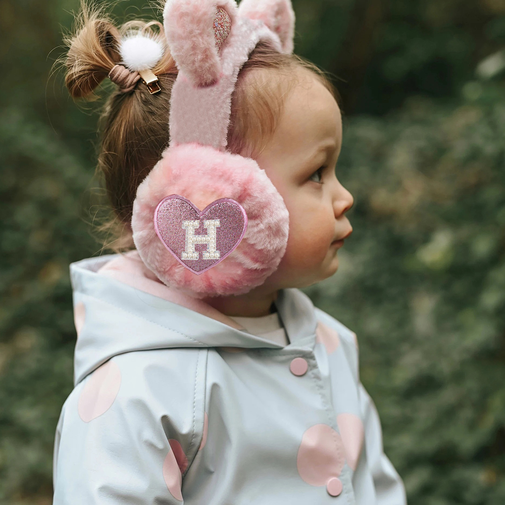 Personalized Kids Pearl Patch Warm Cat Ears Earmuffs | CWToy92