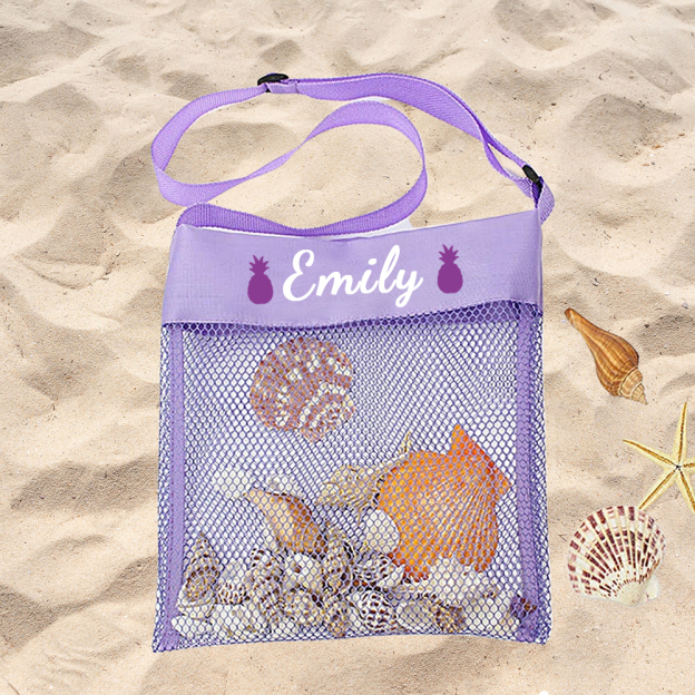 Personalized Seashell Collection Mesh Beach Bag | CWBeach148