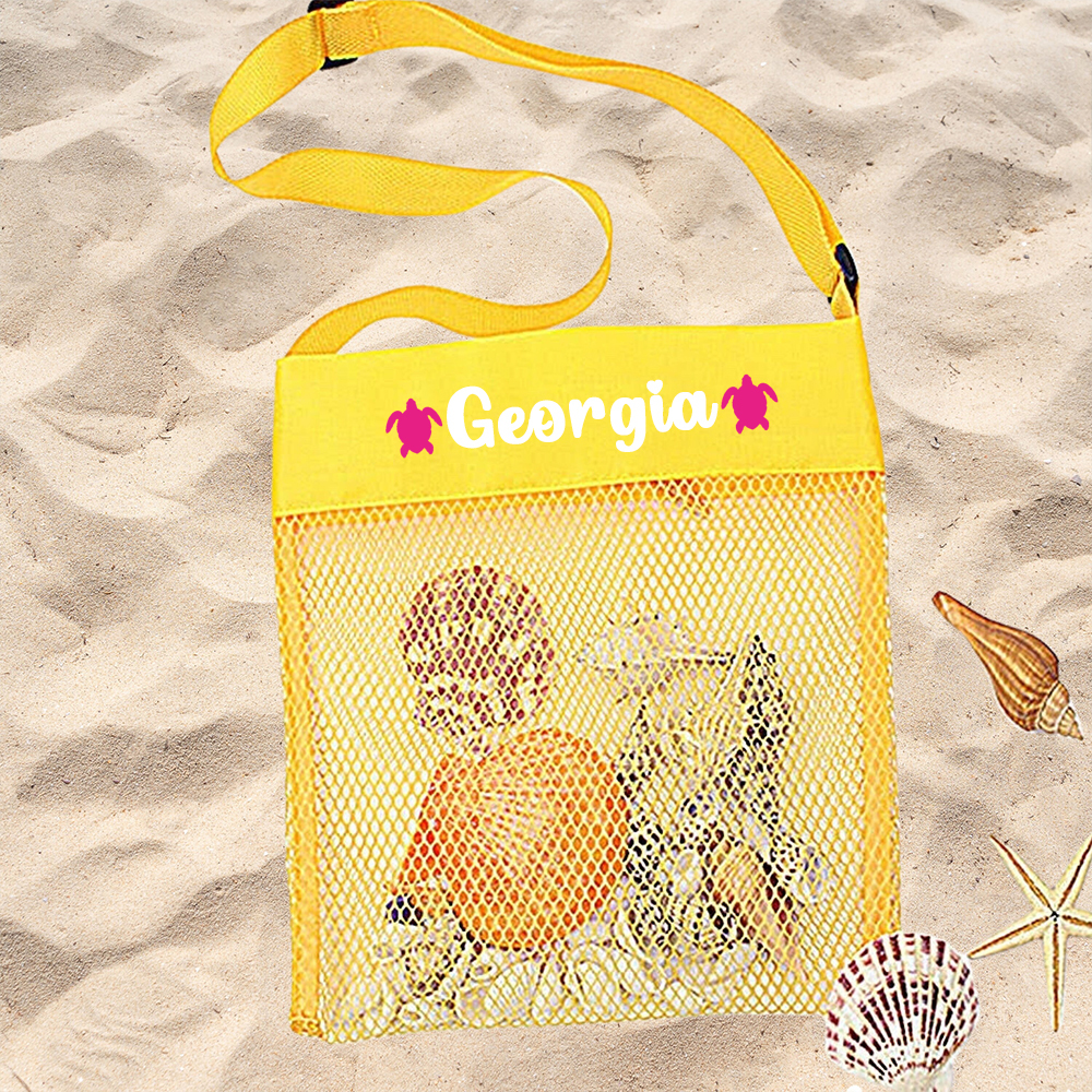 Personalized Seashell Collection Mesh Beach Bag | CWBeach148