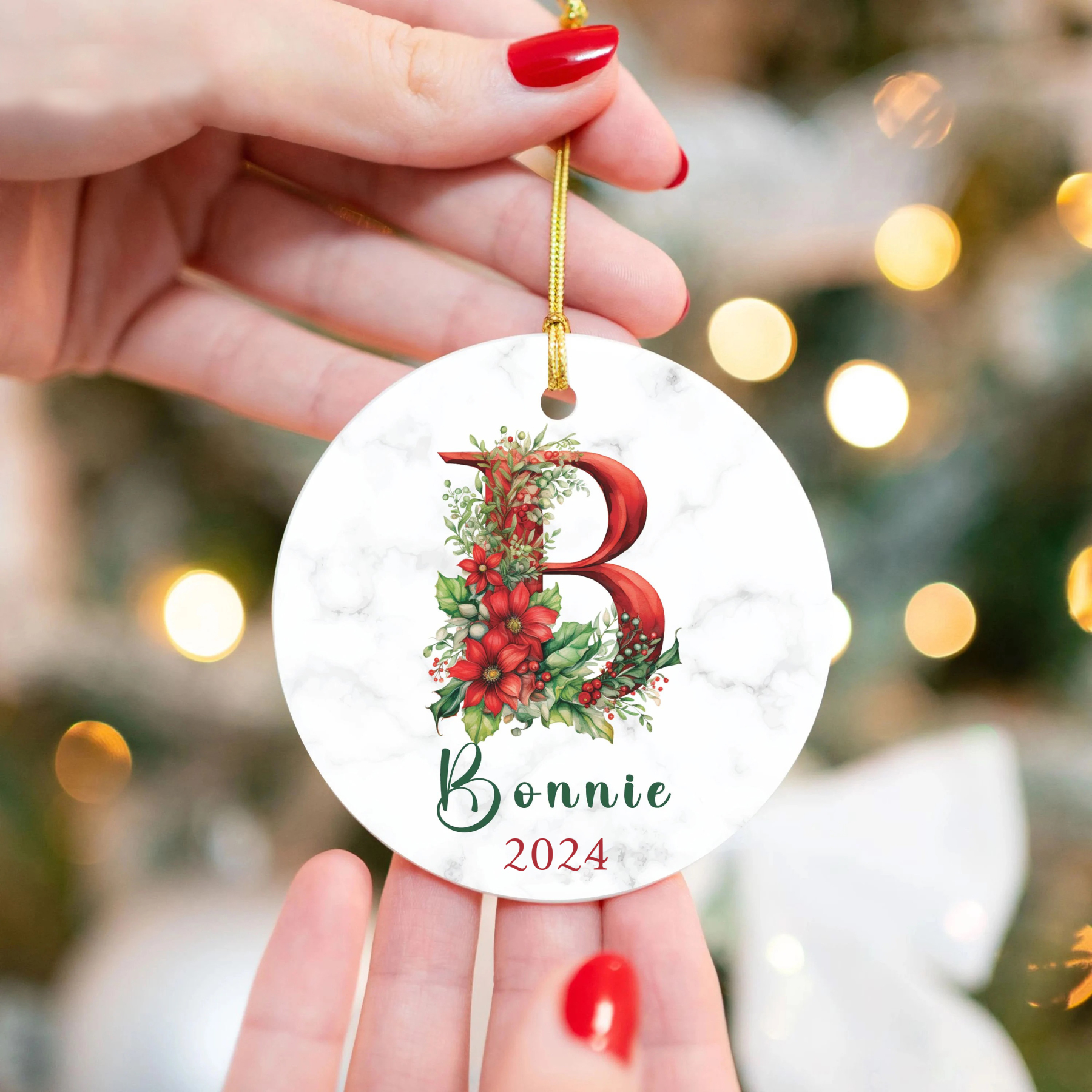 Personalized Christmas Monogram Ornaments Decoration | MCGift3608