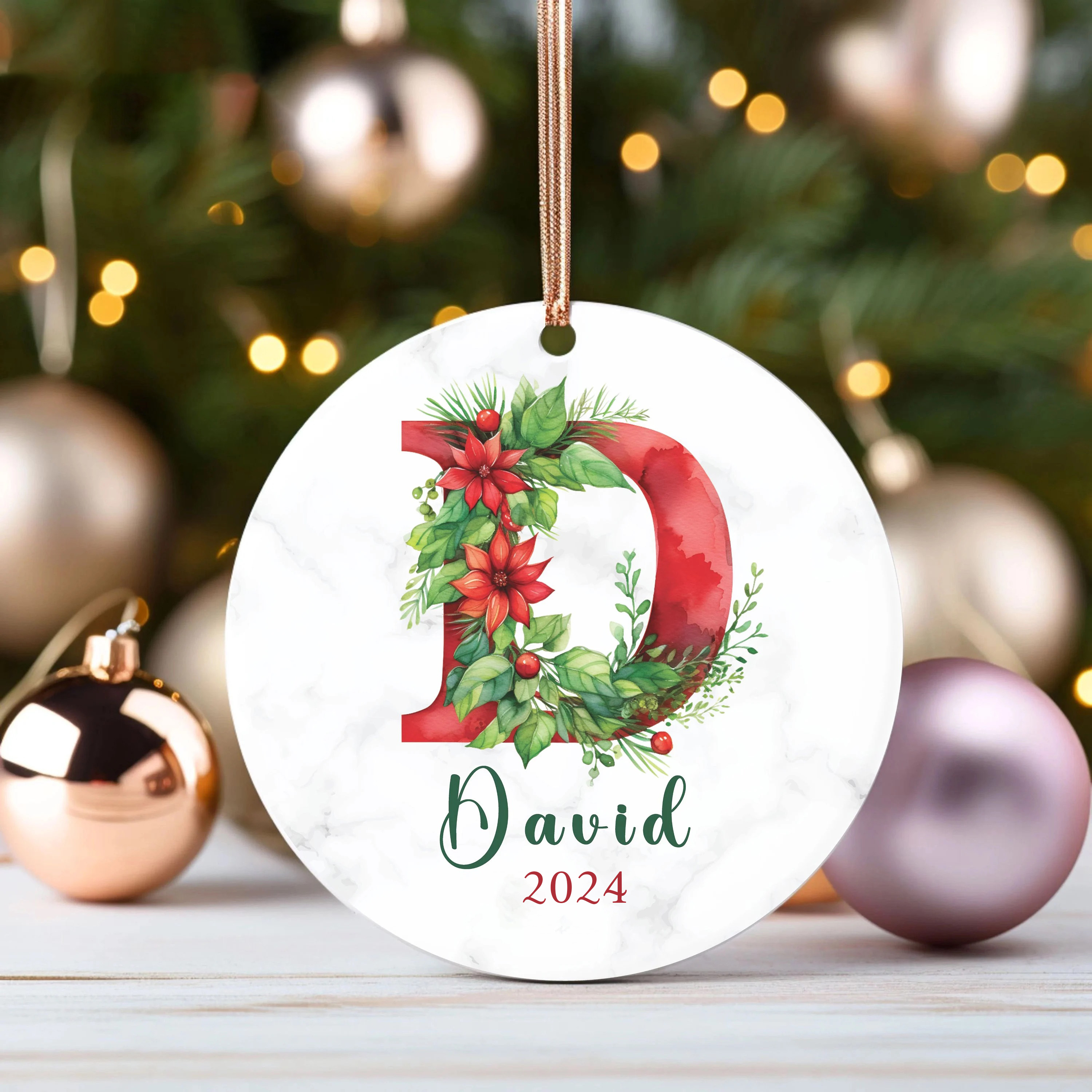 Personalized Christmas Monogram Ornaments Decoration | MCGift3608