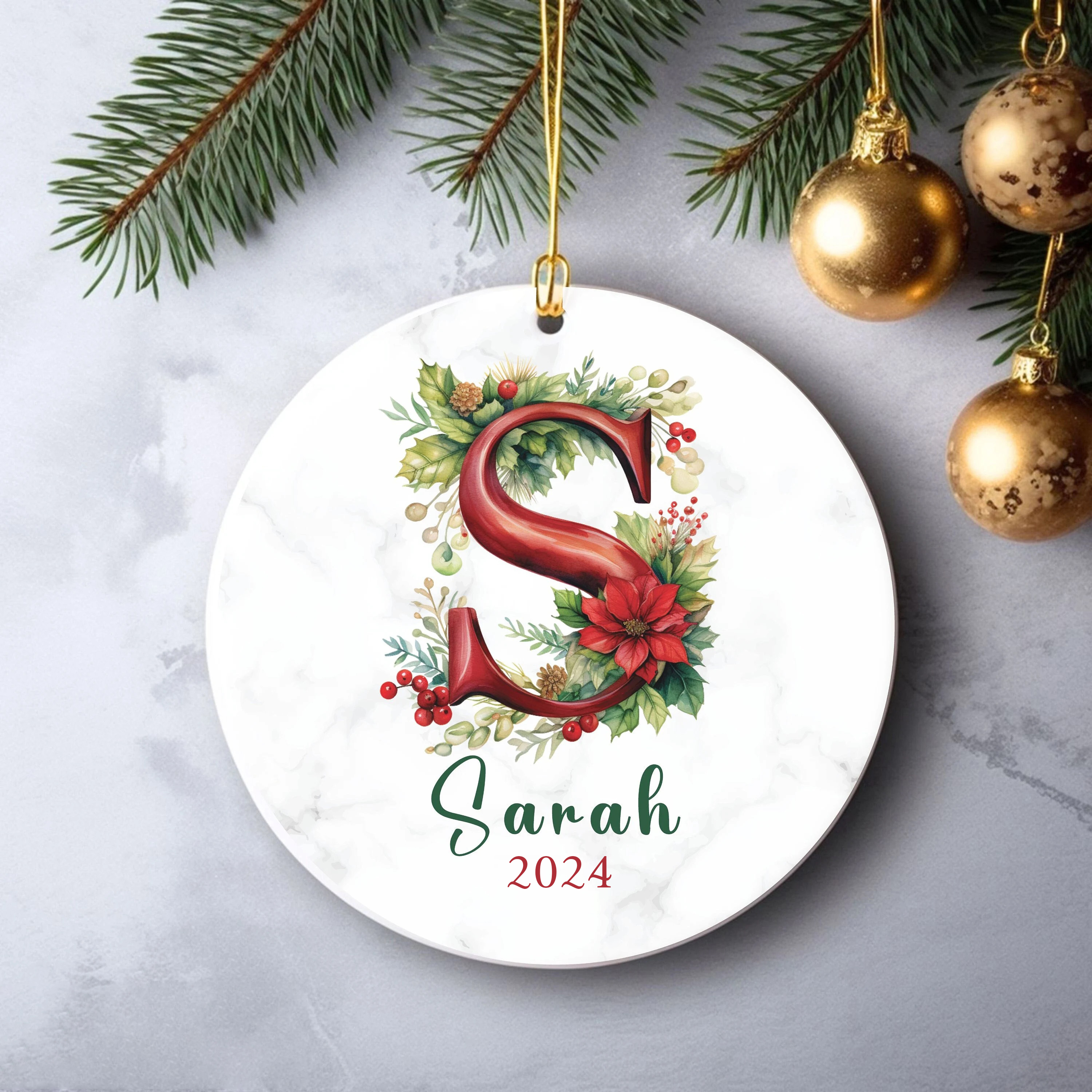 Personalized Christmas Monogram Ornaments Decoration | MCGift3608