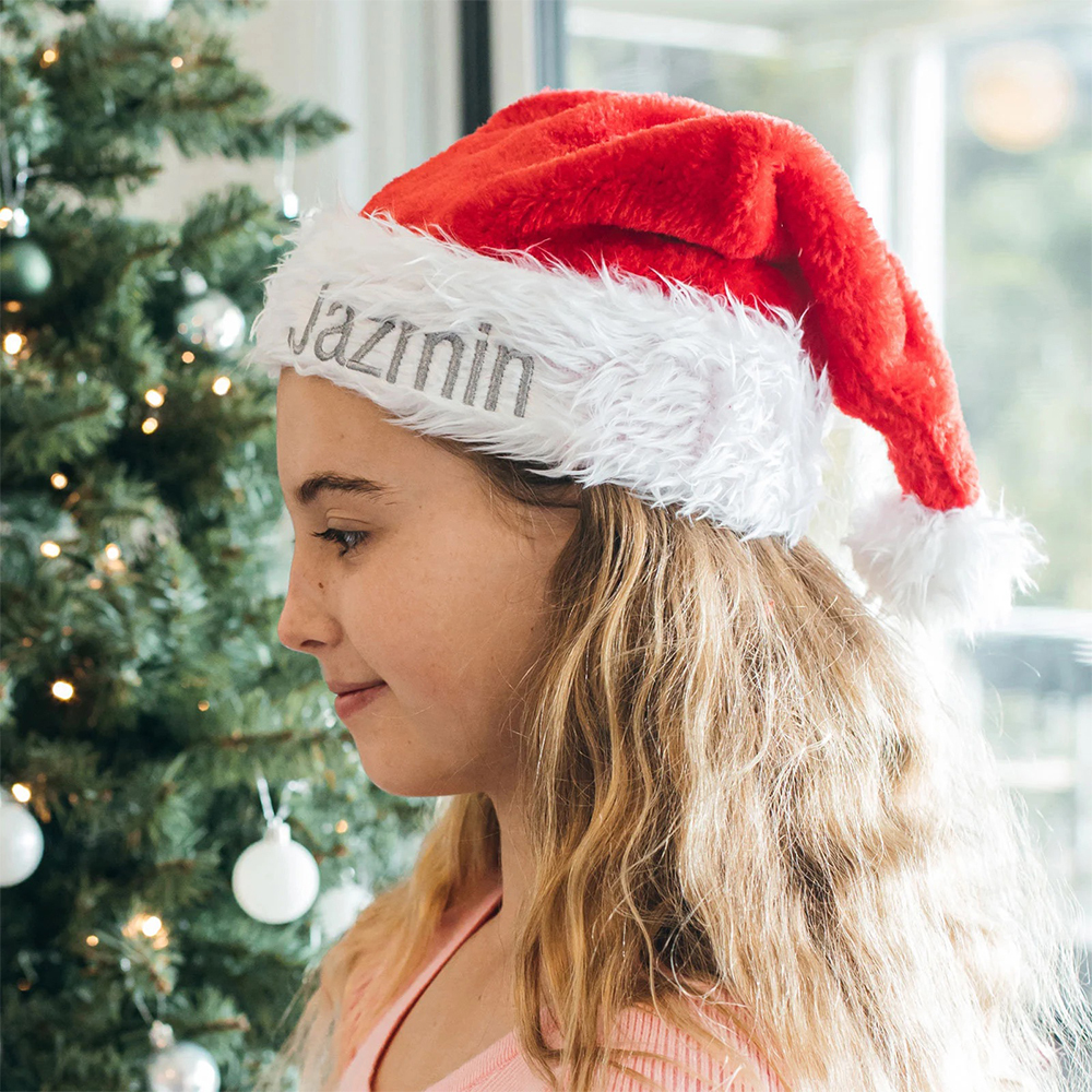 Personalized Embroidery Plush Christmas Santa Hat For Kid & Adult | MCGift100