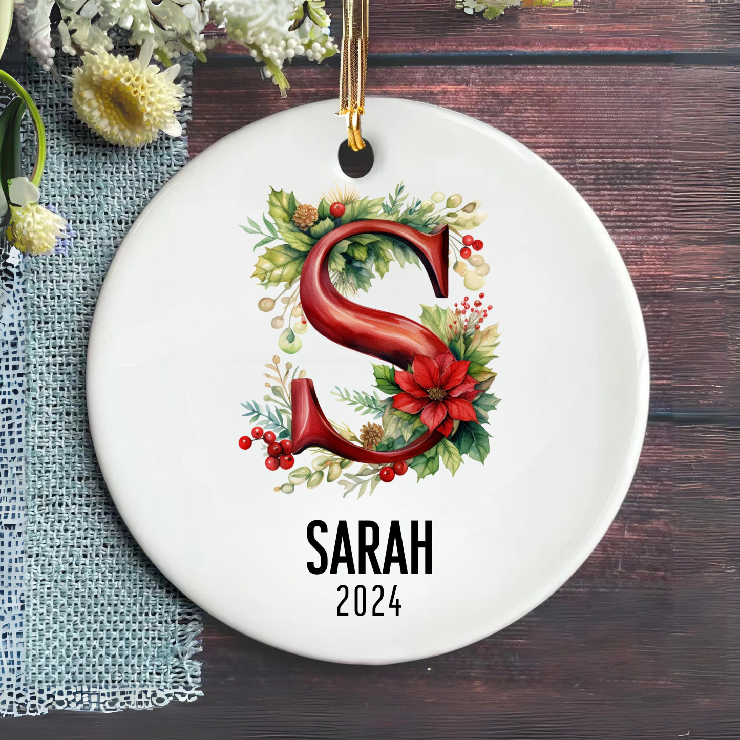 Personalized Christmas Monogram Ornaments Decoration | MCGift3608
