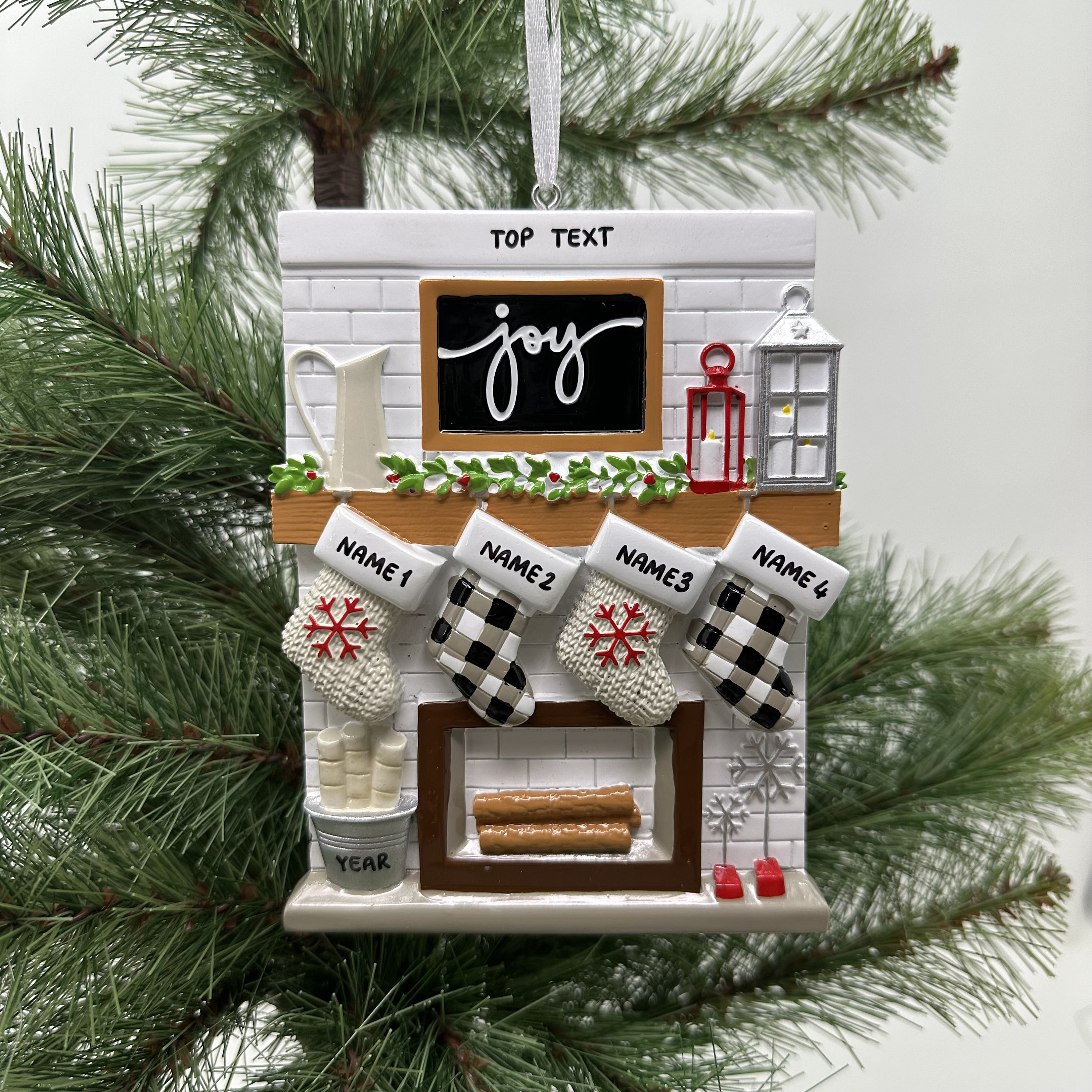 Personalised Fireplace Family Christmas Ornament | MCGift201